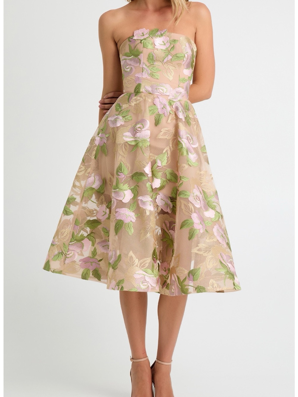 Helsi | Noemi Embroidered Floral Strapless Cocktail Dress Size XS
